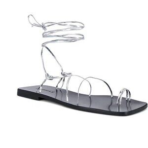 ALOHAS Bamboo Shimmer Sandal - Wrap Sandal Silver